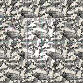 Tissu tortues de mer perle noire (Carreau)