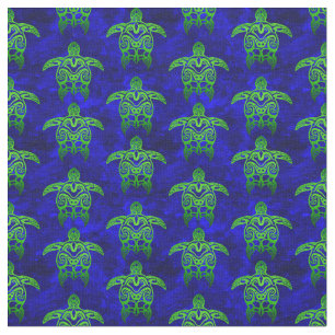 Tissu Tortues de mer vertes de la tribu bleu océanique