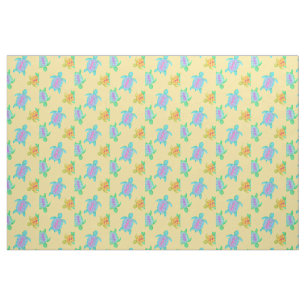 Tissu Tortues sur le motif d'art d'aquarelle de sable