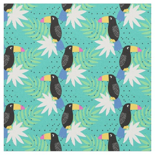 Tissu Toucans sur Teal (Fermer)