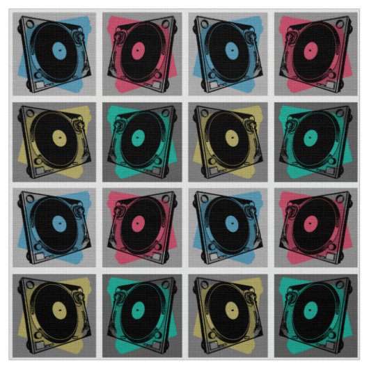 Tissu Tourne-disques d'art pop rétro (Échantillon)