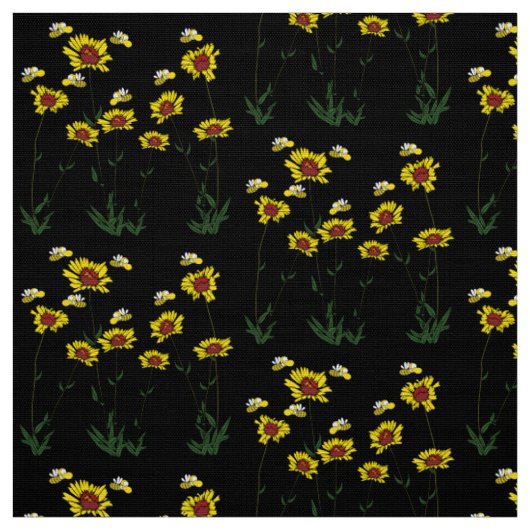 Tissu Tournesol et abeilles (Échantillon)