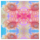 Tissu Tournesol Jaune Rose Bleu Boho Chic Floral (Fermer)