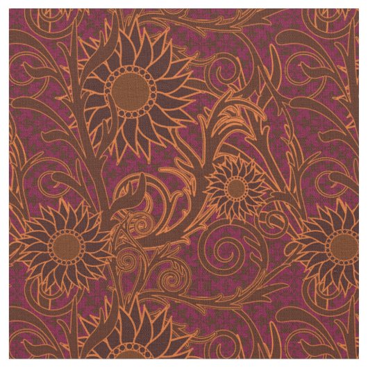 Tissu Tournesol pourpre, Brown et or (Fermer)