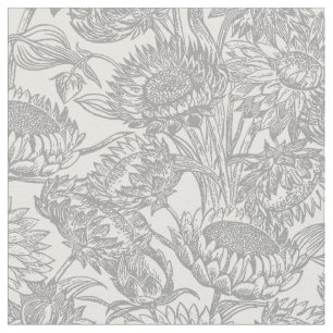 Tissu Tournesols vintages gris