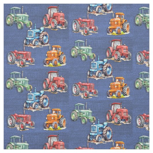 Tissu Tracteur agricole Denim Blue Design (Échantillon)