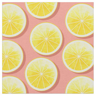 Tissu Tranches de citron sur rose