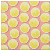 Tissu Tranches de citron sur rose (Échantillon)