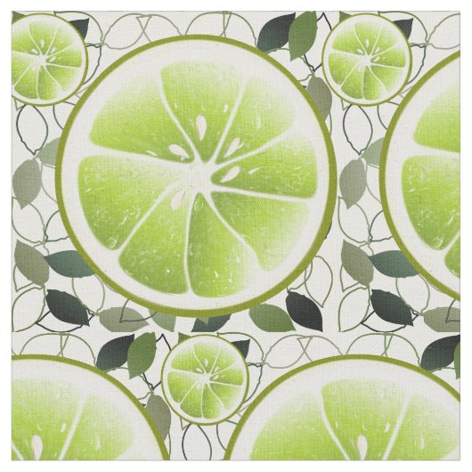Tissu Tranches de fruits à la chaux verte (Fermer)