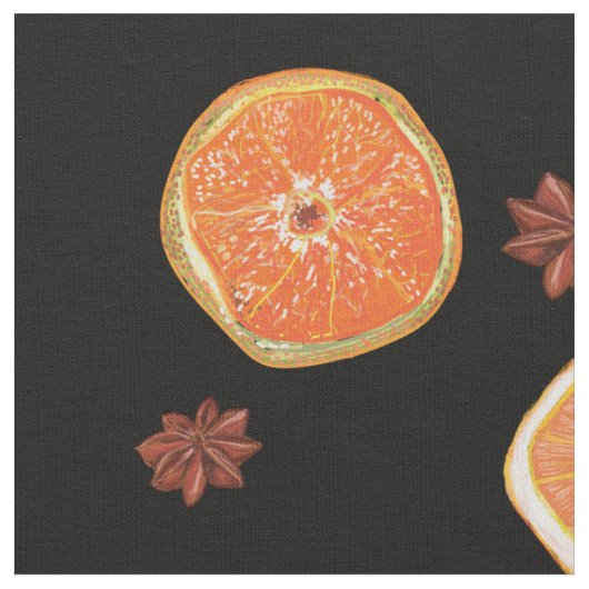 Tissu Tranches de fruits d'orange et cannelle (Fermer)