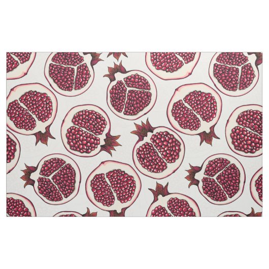 Tissu Tranches de grenade sur blanc (Fat Quarter)