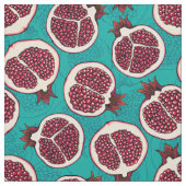 Tissu Tranches de grenade sur turquoise (Échantillon)
