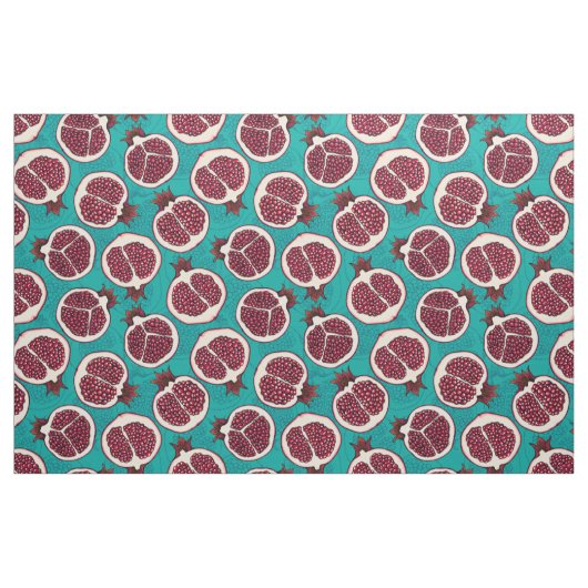 Tissu Tranches de grenade sur turquoise (Fat Quarter)