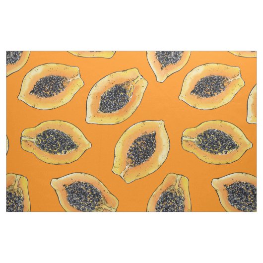 Tissu Tranches de Papaya sur orange (Fat Quarter)
