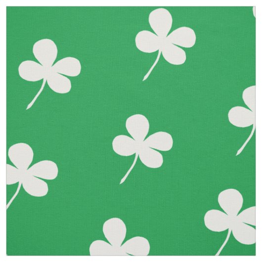 Tissu Trèfles blancs simples sur fond vert (Échantillon)