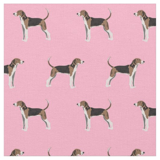 Tissu Trek Walker Coonhound chien rose (Fermer)