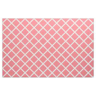 Tissu Trellis blanc sur le rose de corail