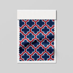 Tissu Trellis marocain bleu et rouge, treillis, Quatrefo