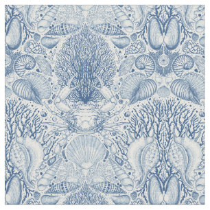 Tissu Trésors de plage en bleu