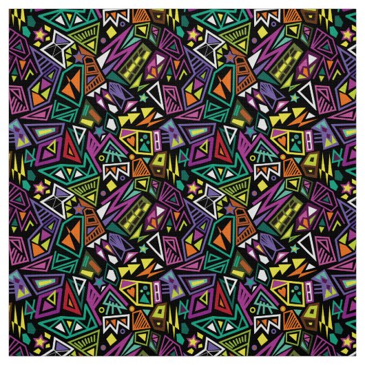Tissu Triangle pop art cool noir clair vert motif (Échantillon)