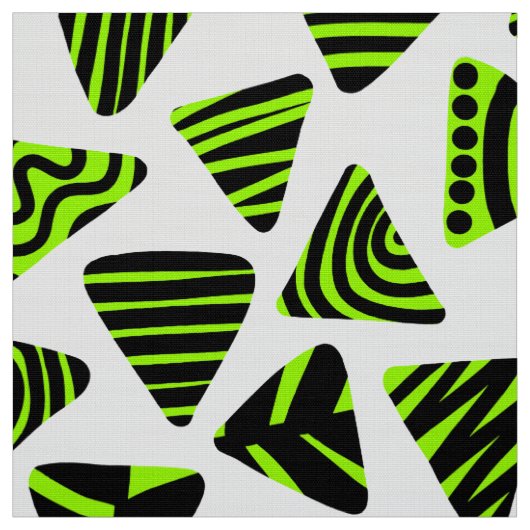 Tissu Triangles 240121 - Grn Noir et Chartreuse sur Wt (Échantillon)