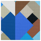 Tissu Triangles Abstraits modernes, Bleu de Cobalt et Br (Fermer)