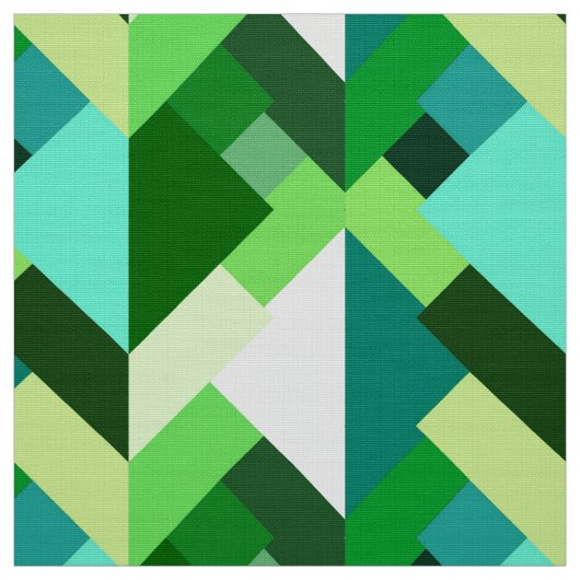 Tissu Triangles Abstraits modernes, Emerald Green et Aqu (Échantillon)