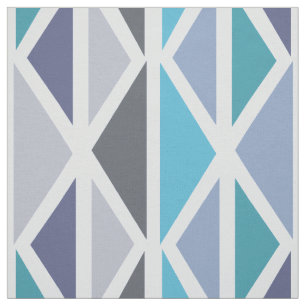 Tissu Triangles d'art géométrique rétro gris turquoise