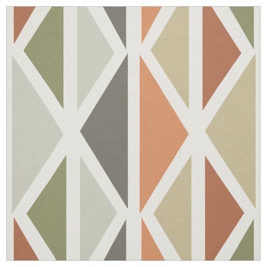 Tissu Triangles d'art géométrique rétro Vert Orange (Échantillon)