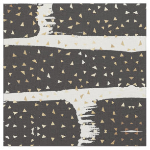 Tissu Triangles de pinceau noir or moderne
