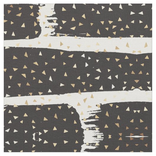 Tissu Triangles de pinceau noir or moderne (Fermer)