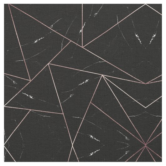Tissu Triangles en marbre géométrique noir - Outline or (Fermer)