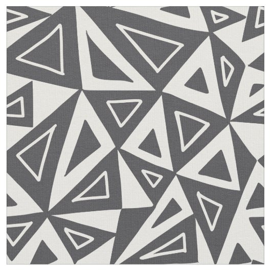 Tissu Triangles géométriques blancs noirs (Fermer)