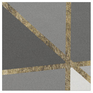 Tissu Triangles modernes noires et grises d'or de Geo
