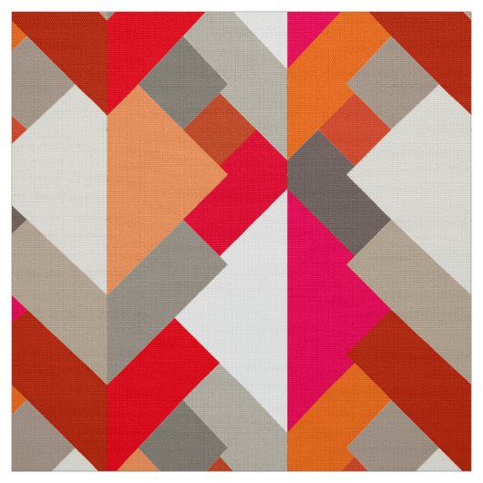 Tissu Triangles, orange, fuchsia, et le GR abstraits (Échantillon)