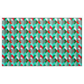 Tissu Triangles, turquoise, rouge, et gris abstraits (Yard)