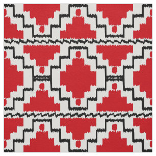 Tissu Tribal aztèque d'Ikat - rouge, noir et blanc