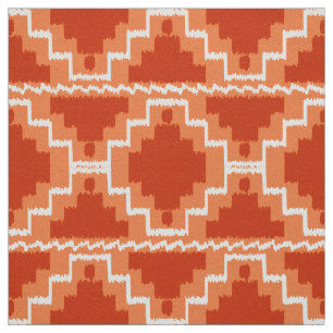 Tissu Tribal aztèque d'Ikat - rouille, orange et blanc