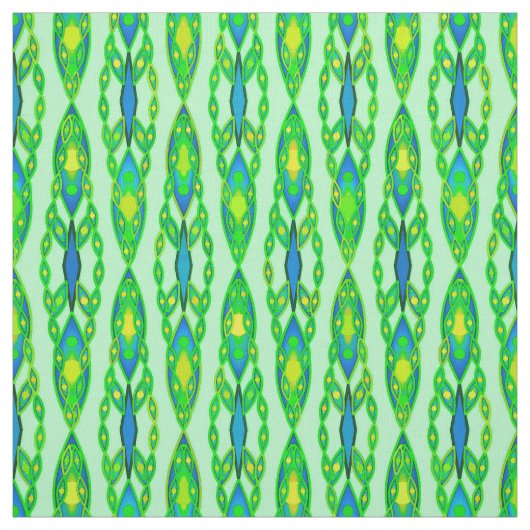 Tissu Tribal Batik - Mint, Emerald Green et Blue (Échantillon)