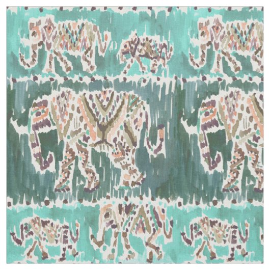 Tissu Tribal de Boho d'Aqua d'INTELLIGENTSIA d'ÉLÉPHANT (Échantillon)