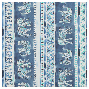 Tissu Tribal d'éléphant d'indigo d'ELEPHANTING