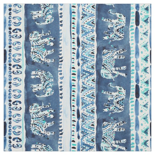 Tissu Tribal d'éléphant d'indigo d'ELEPHANTING (Échantillon)