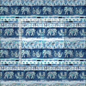Tissu Tribal d'éléphant d'indigo d'ELEPHANTING (Carreau)