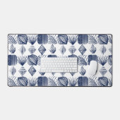 Tissu Tribal des Caraïbes : blanc, bleu marine (Clavier et souris)