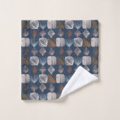 Tissu Tribal des Caraïbes : bleu marine, Boho (Gant de toilette)