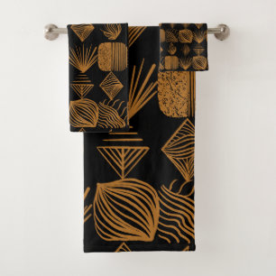 Tissu Tribal des Caraïbes : Noir, Or