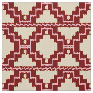 Tissu Tribal d'Ikat Aztec - Beige, Bourgogne et rose