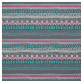 Tissu tribal floral bleu gris d'impression (Échantillon)