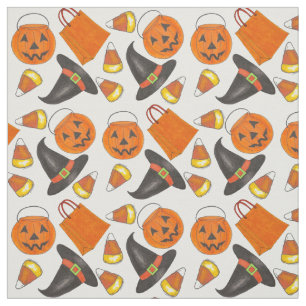 Tissu Trick ou traiter Halloween Citrouille sorcière bon