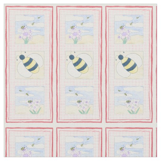 Tissu Trio des abeilles avec des fleurs (Fermer)